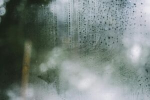 Gloomy, fogged up window